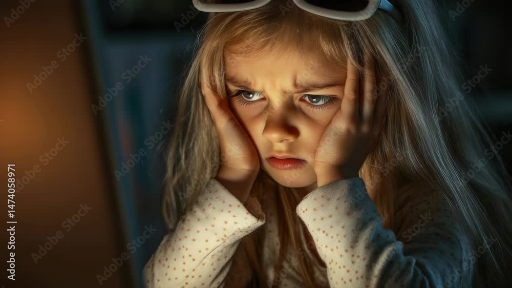 Poster a young child sitting in front of a laptop computer, focusing on the screen