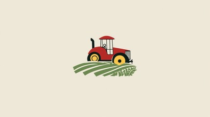 The minimalist aesthetic visuals convey the essence of a tranquil rural landscape with farms and ranches featuring buildings and agricultural machinery.