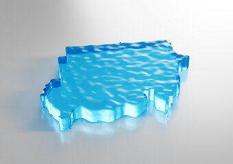 Water Ice Map Of Sudan Global Warming Melting Glacier In Deep Ocean Blue Water 3d Illustration