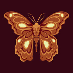 Vector butterfly on coffee brown background