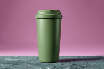 Obraz premium A shot of a green take-away coffee cup.
