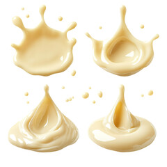 Collection of mayonnaise drops isolated on a white background