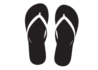 flip flop logo silhouette vector, sandal logo icon silhouette, flip flop logo clip art silhouette icon design vector illustration, black and white flip flops icon logo silhouette on white background 