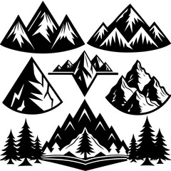 Obraz premium silhouette mountain icon set vector