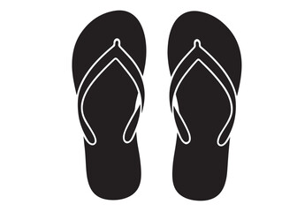 flip flop logo silhouette vector, sandal logo icon silhouette, flip flop logo clip art silhouette icon design vector illustration, black and white flip flops icon logo silhouette on white background 