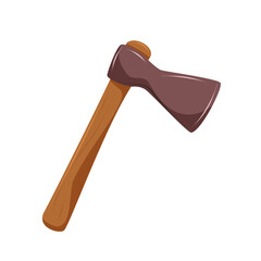 Axe for firewood on a white background. Camping equipment used for making a fire. Isolated vector illustration.