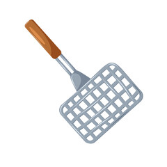 Grill and barbecue grate on white background. Camping or picnic equipment for cooking food in summer vacation. Isolated vector illustration.