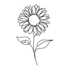 Elegant Sunflower Line Art Vector Illustration for Floral Design Projects