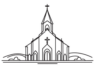 Detailed Church Building Vector Illustration for Architectural and Religious Projects