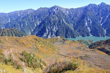 Fototapeta premium Alpine Scenery with Daikanbo Station, Tateyama Kurobe Alpine Route, Japan