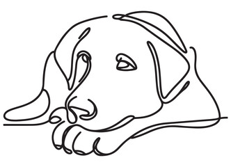 Sad Dog Resting Head Minimalist Vector Line Art Illustration
