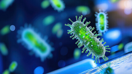 Naklejka premium Vibrant illustration of pathogens showcasing their intricate structures and details, emphasizing their microscopic beauty