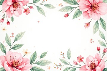 Delicate watercolor floral pattern, soft pastel colors, leaves and blooming flowers, romantic backdrop, pattern, leaves