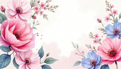 Lush watercolor flowers, pastel hues Romantic & dreamy Perfect for wedding invites, stationery, or website banners , stationery, background
