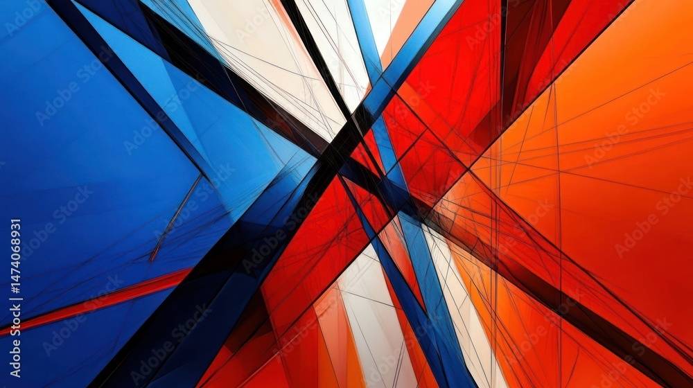 Wall mural an abstract artwork created with lines of color and geometry