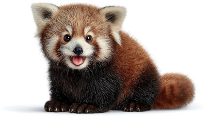 Obraz premium Adorable Red Panda Cub with Studio Shot, and White Background.