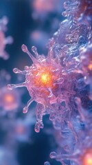 Close-up view of virus particles