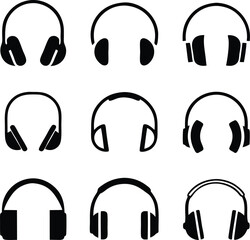 Headphones different icons set. Vector illustration