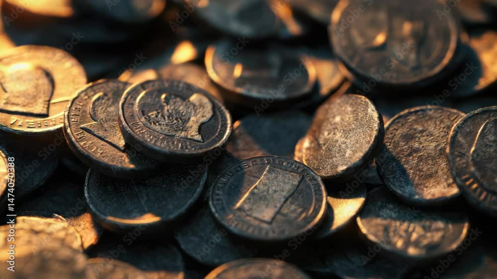 Poster A pile of coins stacked on top of each other