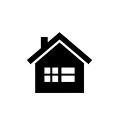 Simple black house silhouette icon on white background  