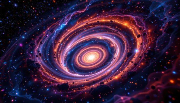 vibrant spiral galaxy in a dark cosmos for cosmic photography with deep, rich colors and awe inspiring celestial design, perfect for space themed branding or digital art product listings