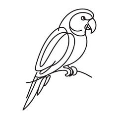 Minimalist Parrot Illustration Bold Outline for Modern Designs