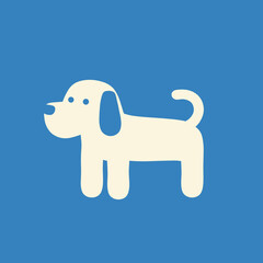 Fototapeta premium Cartoon dog illustration with a playful expression on blue background 