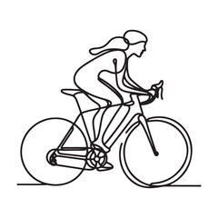 Obraz premium Dynamic Cyclist One Line Drawing Continuous Line Art Graphic