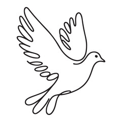 Dove in Flight Single Line Art Illustration For Peace Concepts