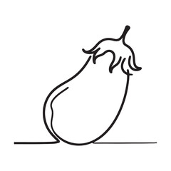 Eggplant Single Line Art Minimalist Vegetable Silhouette Modern Design