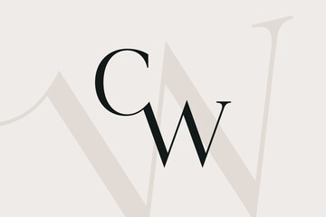 CW or WC letter logo icon design. Classic style luxury initials monogram.