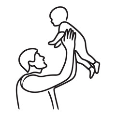 Silhouette Illustration Father Holding Baby in Arms with Love