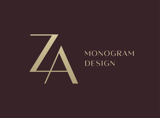 ZA letter logo icon design. Classic style luxury initials monogram.