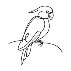 Elegant Parrot Bird Silhouette Continuous Line Drawing Vector Image