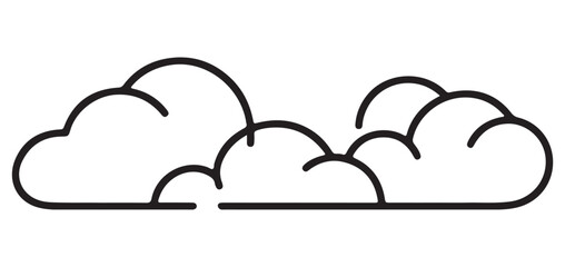Fluffy Cloudscape Simple Line Art Weather Vector Illustration Design