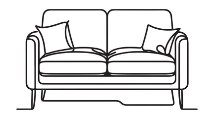 Modern Sofa Furniture Silhouette Line Art Vector Illustration Design