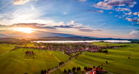 Beautiful natural landscape of the Alps. Forggensee and Schwangau, Germany, Bavaria