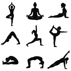 Different types of yoga silhouettes