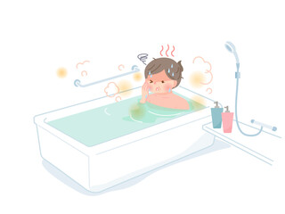 お風呂でのぼせてしまった太った中年女性