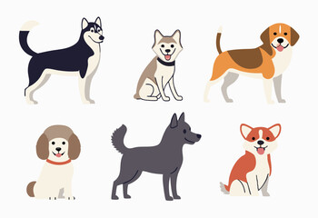 Different dogs collection. Vector illustration