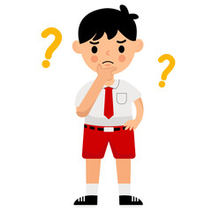 Indonesian Elementary Thinking Boy