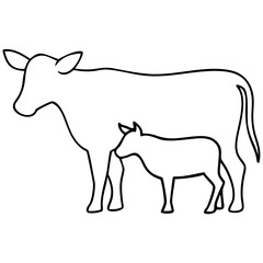 A simple cow and Calf clear silhouette illustration depicts authority and strength.