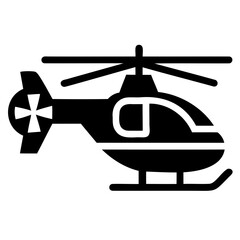 Transparent Background Rescue Helicopter Icon Silhouette for Graphic Design