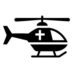 Transparent Background Rescue Helicopter Icon Silhouette for Graphic Design