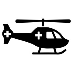 Minimalist Rescue Helicopter Vector Icon Isolated with Transparent Background