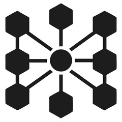 Black silhouette of a blockchain network illustration for cryptocurrency and technology