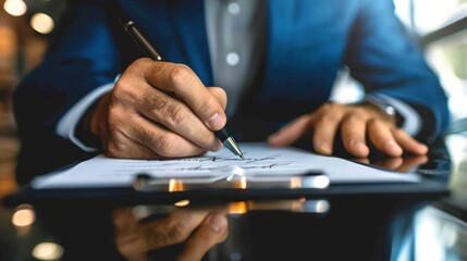 Businessman Signing Important Document Close-up