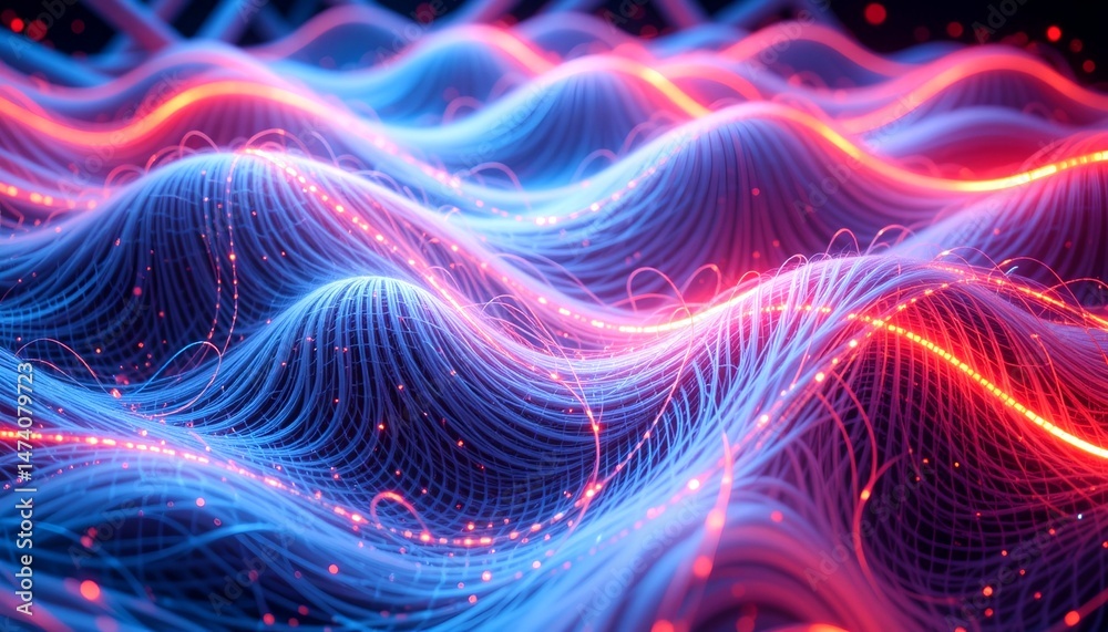Poster abstract flowing lines in vibrant colors create a mesmerizing visual display