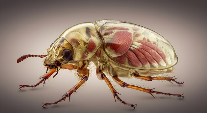Transparent View of a Beetle Exoskeleton Showing Musculature