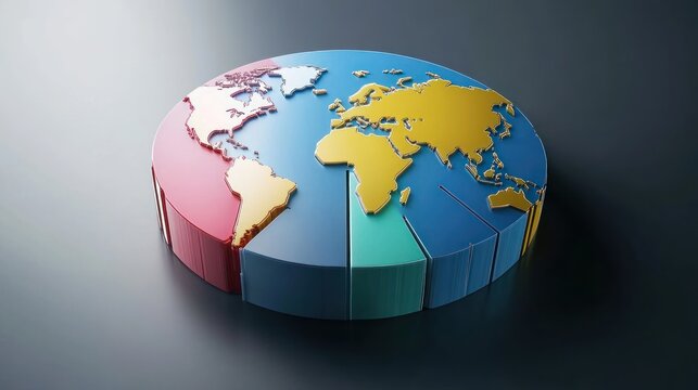 Global Business Analytics: A 3D World Map Pie Chart Visualization
